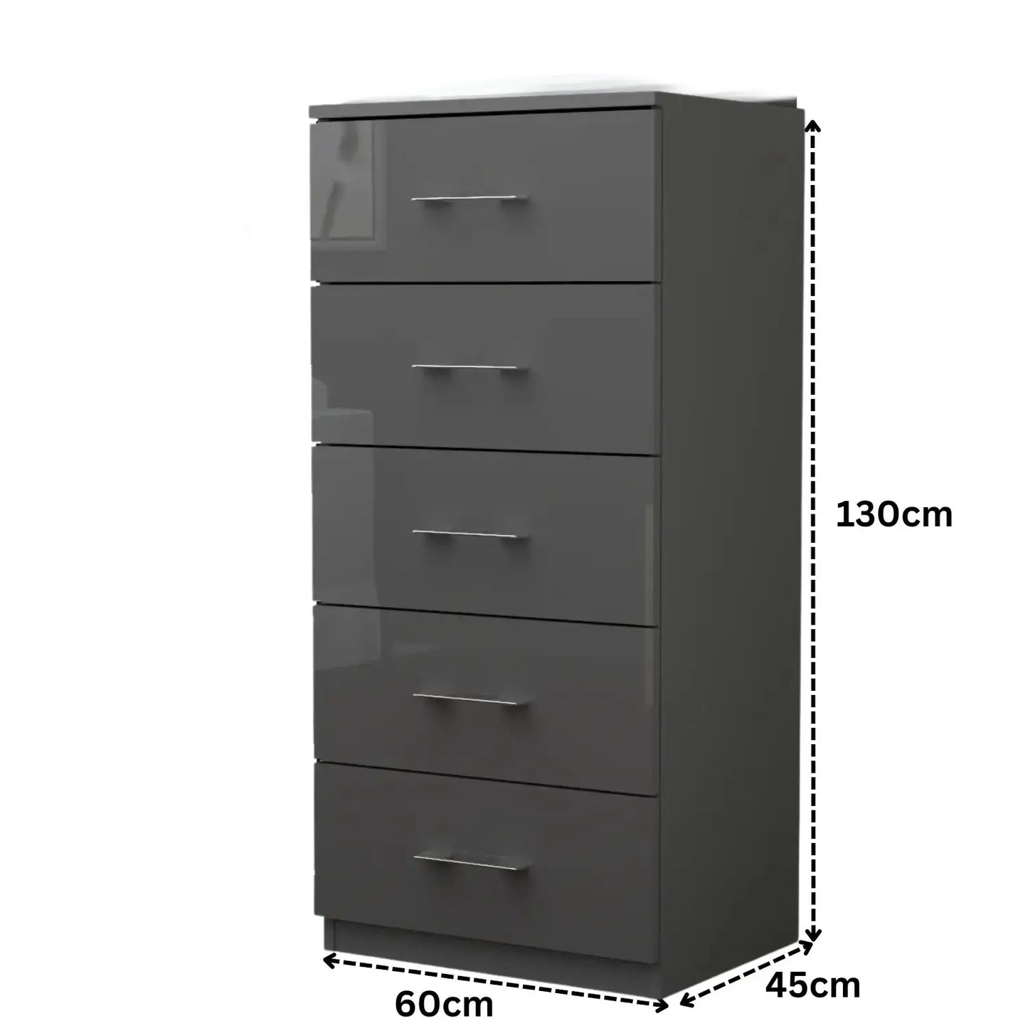 Riga 5 Drawers Chest | COLOR: Dark Grey | SIZE: 60cm , 80cm 