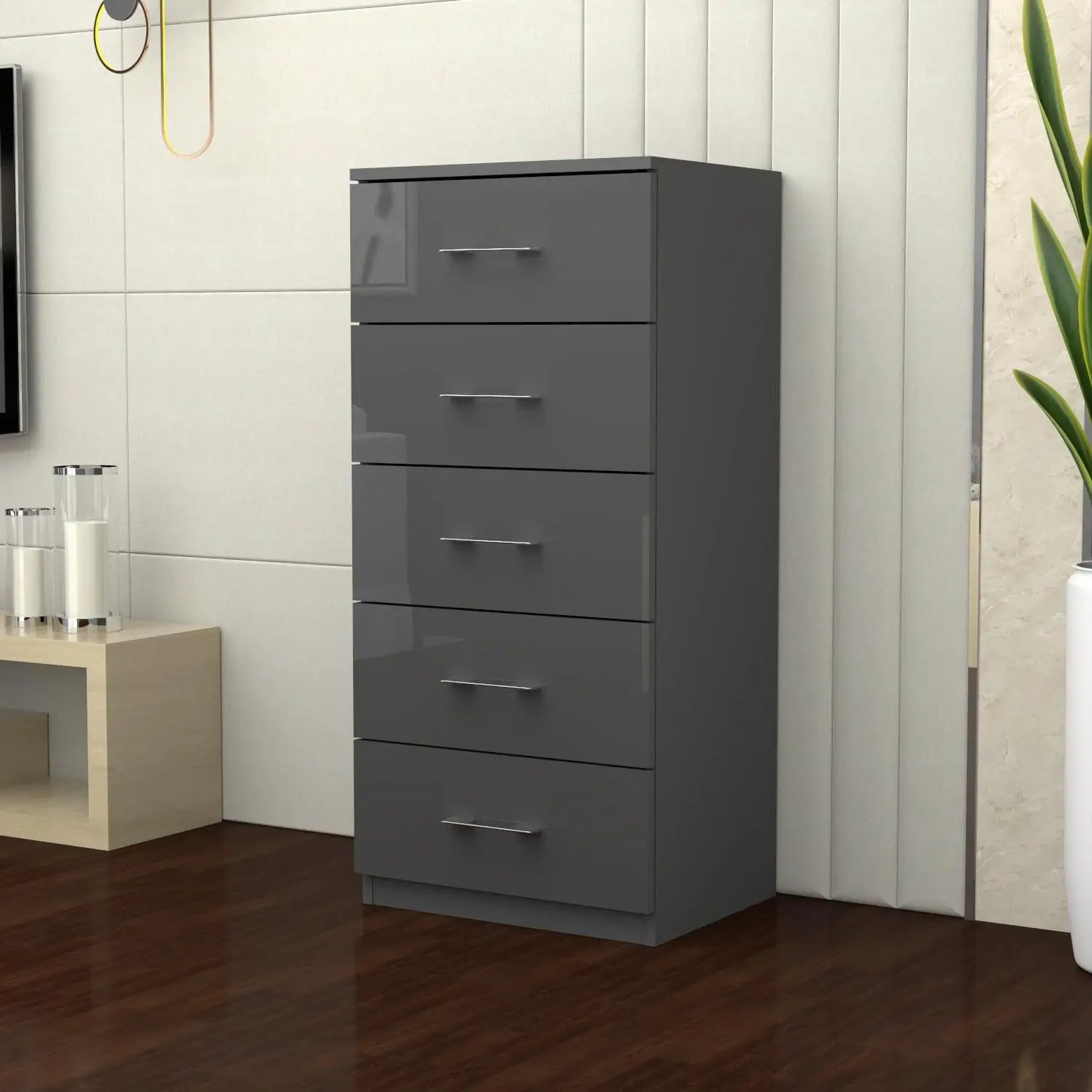 Riga 5 Drawers Chest | COLOR: Dark Grey | SIZE: 60cm , 80cm 