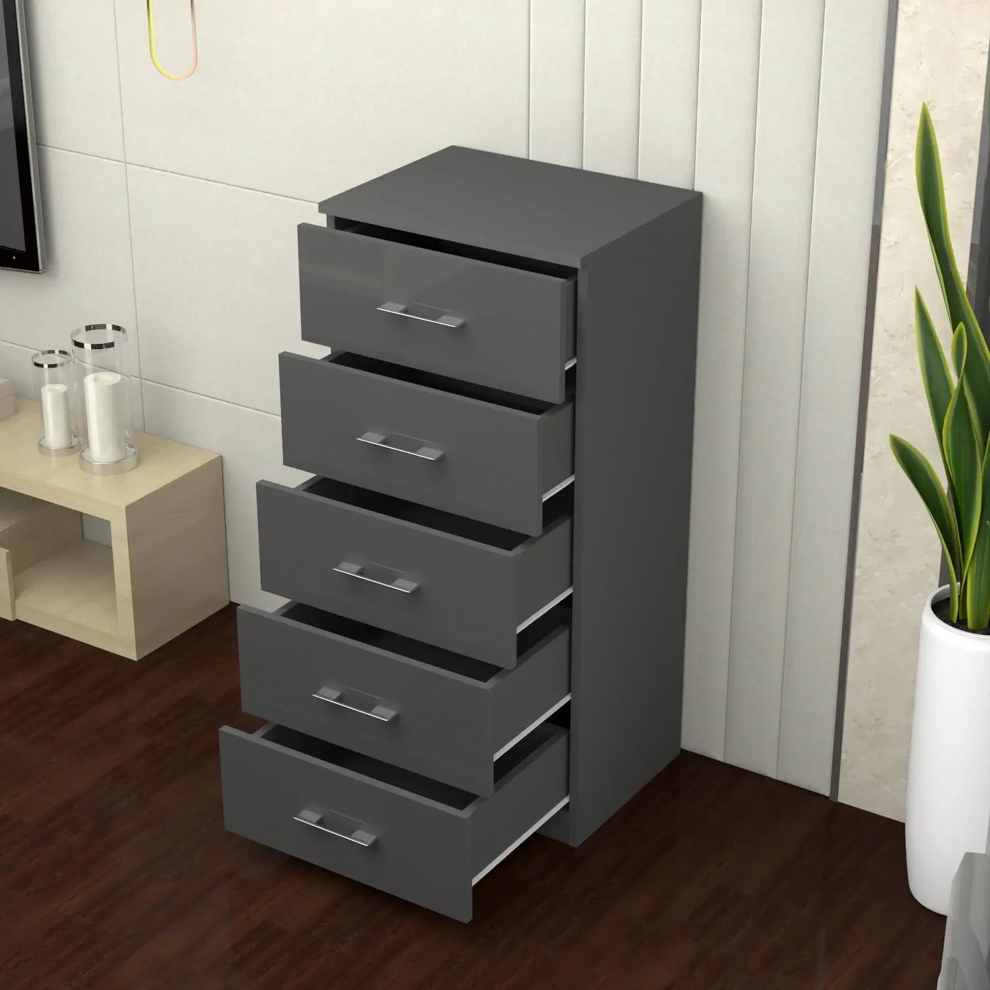 Riga 5 Drawers Chest | COLOR: Dark Grey | SIZE: 60cm , 80cm   