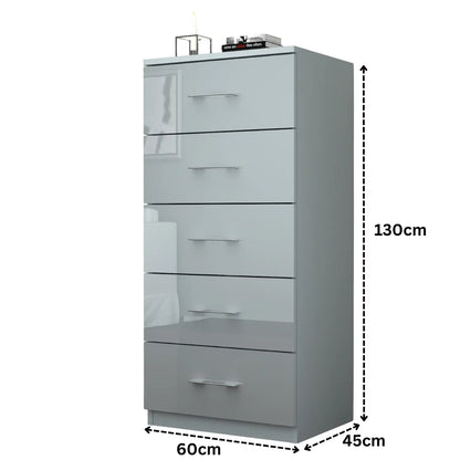 Riga 5 Drawers Chest | COLOR: Grey | SIZE: 60cm , 80cm 