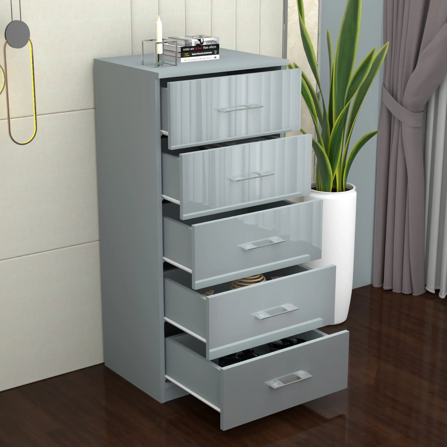 Riga 5 Drawers Chest | COLOR: Grey | SIZE: 60cm , 80cm 