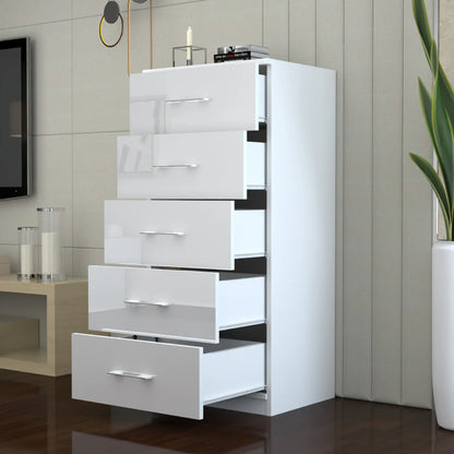Riga 5 Drawers Chest | COLOR: White | SIZE: 60cm , 80cm 