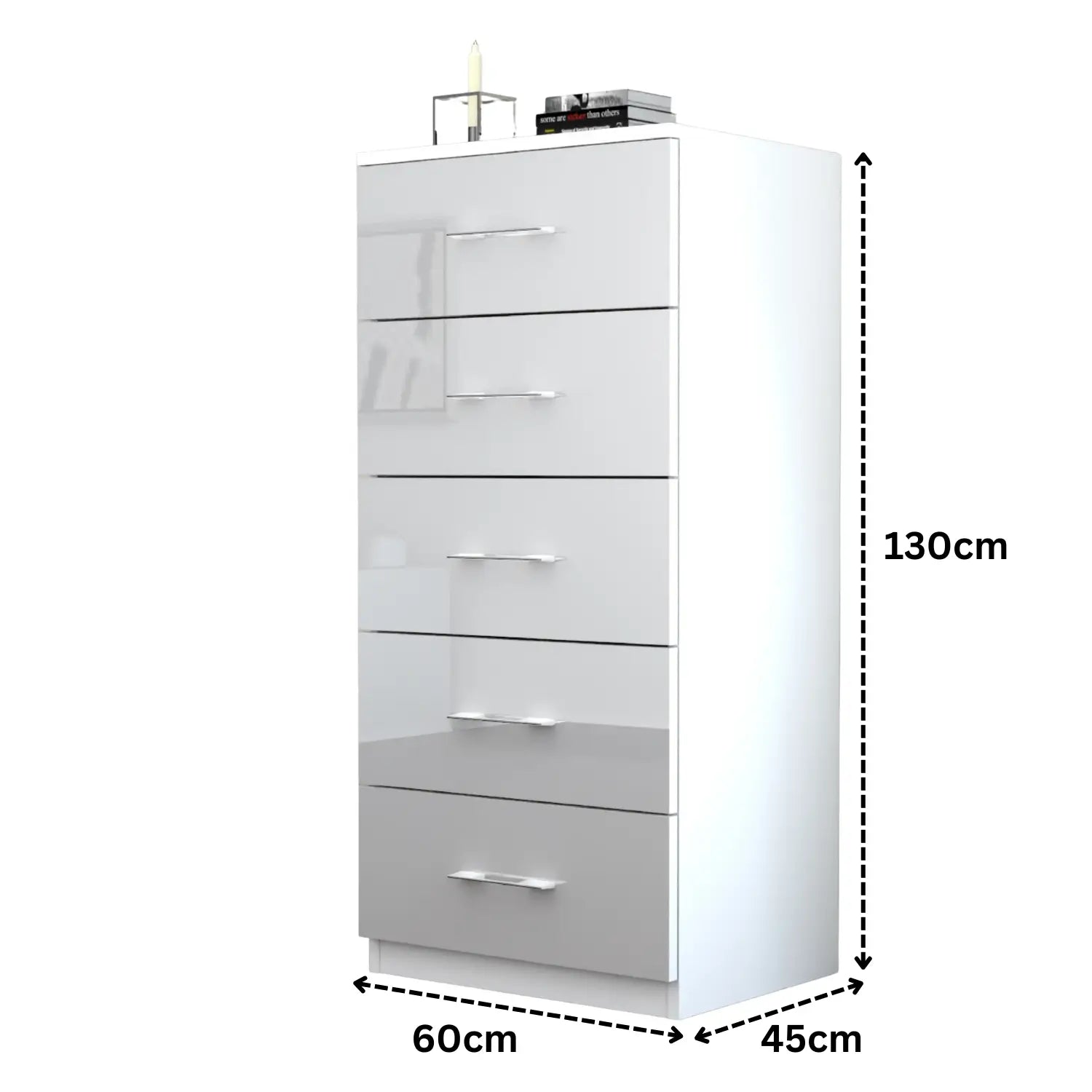 Riga 5 Drawers Chest | COLOR: White | SIZE: 60cm , 80cm 