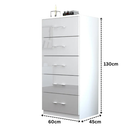 Riga 5 Drawers Chest | COLOR: White | SIZE: 60cm , 80cm 