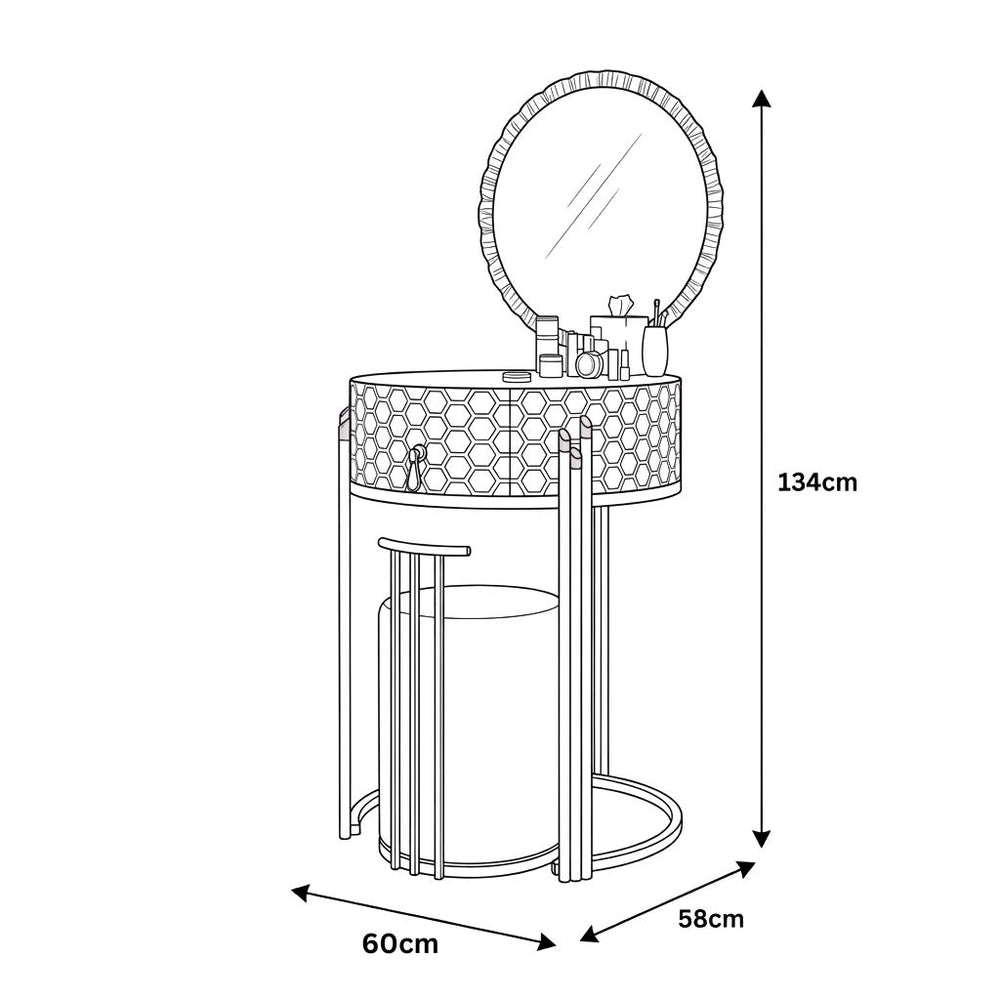 Sera Dressing Table Dimensions Diagram
