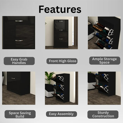 Solace 3 Tier Shoe Rack  Black
