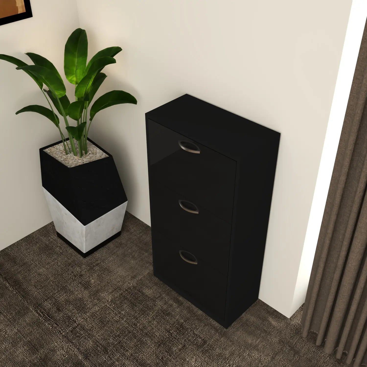 Solace 3 Tier Shoe Rack  Black