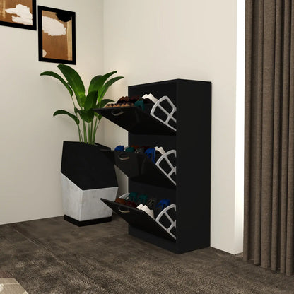 Solace 3 Tier Shoe Rack  Black