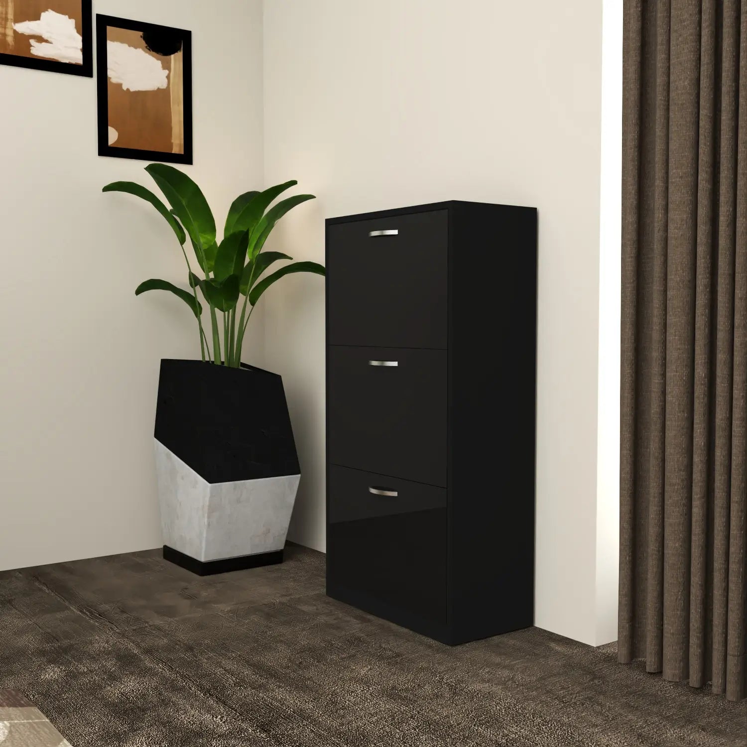 Solace 3 Tier Shoe Rack  Black