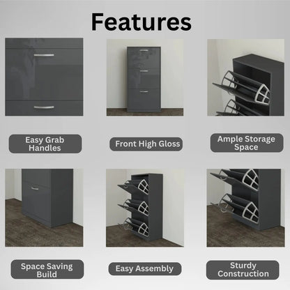 Solace 3 Tier Shoe Rack  DarkGray