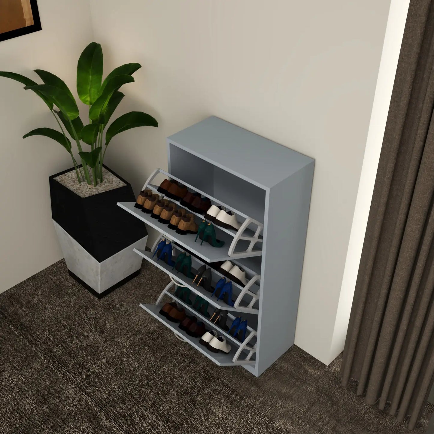 Solace 3 Tier Shoe Rack Gray