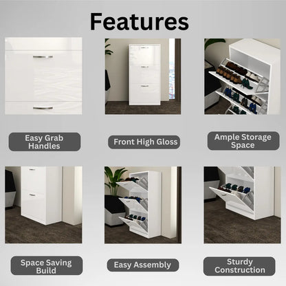 Solace 3 Tier Shoe Rack White