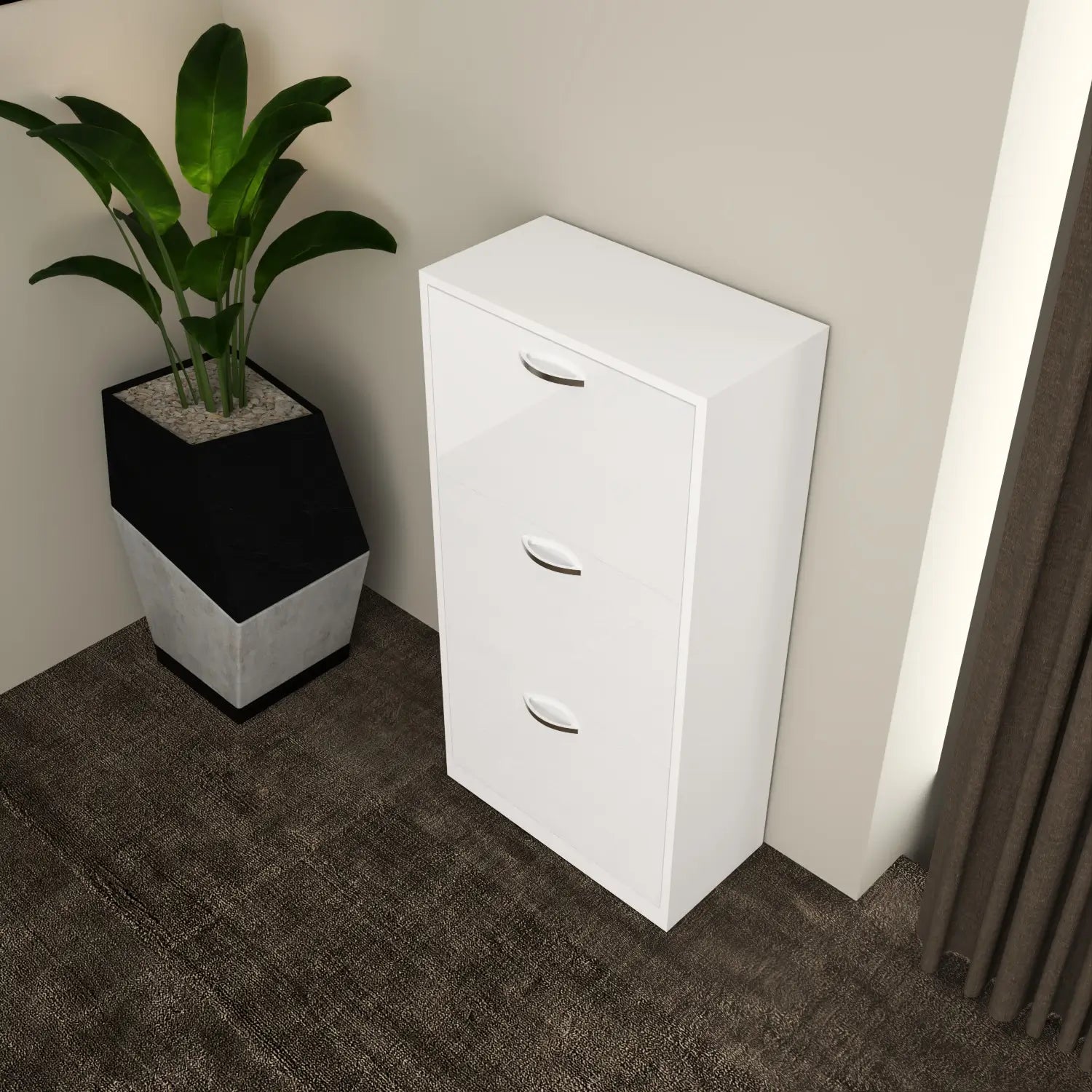 Solace 3 Tier Shoe Rack White