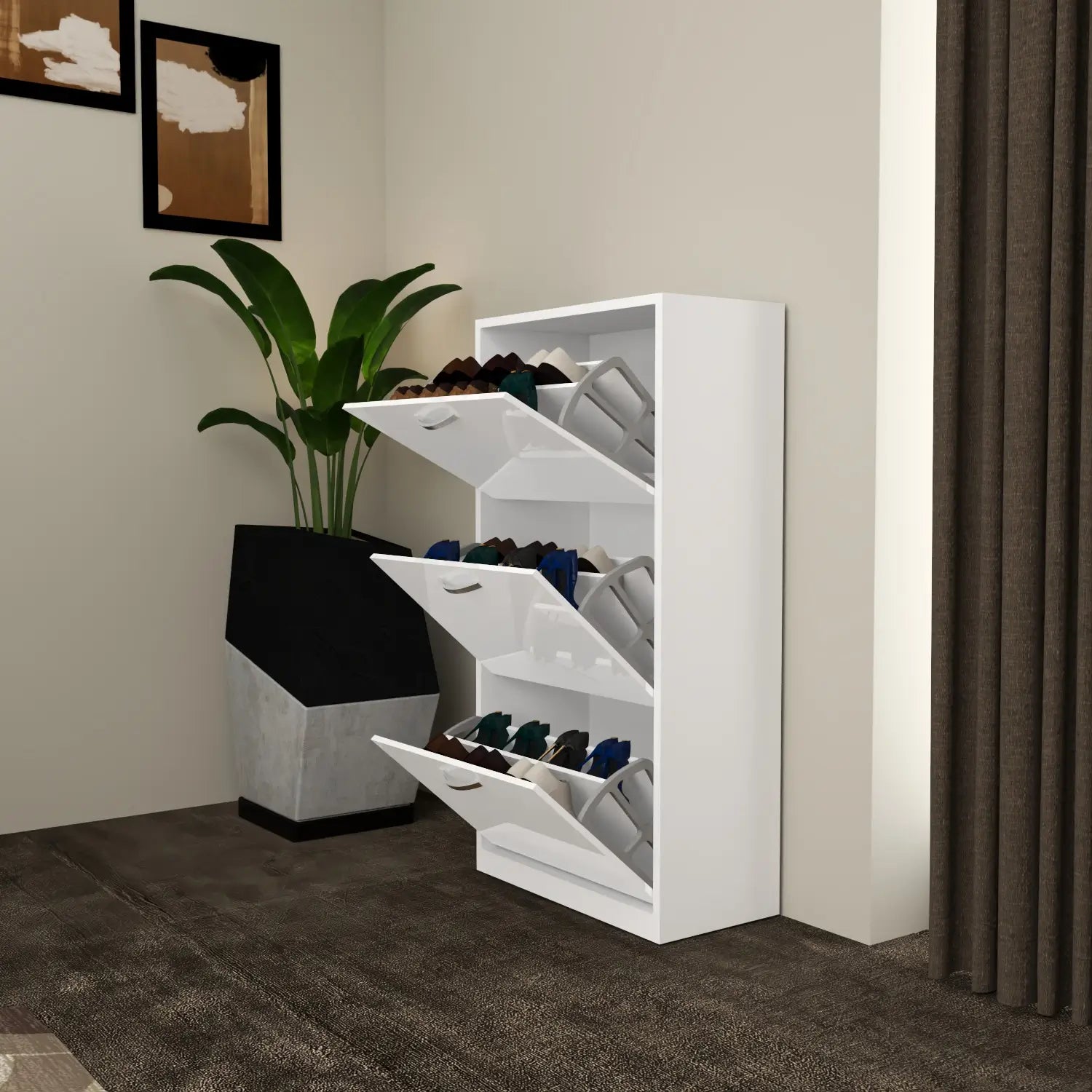 Solace 3 Tier Shoe Rack White
