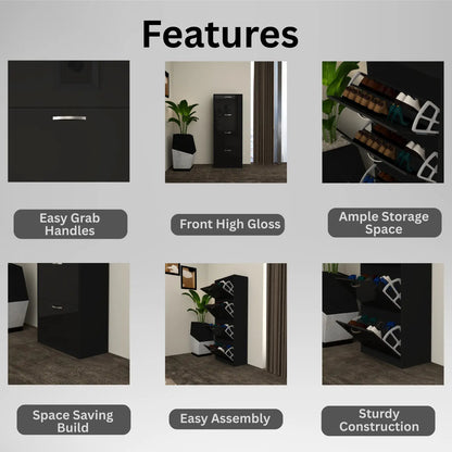 Solace 4 Tier Shoe Rack Black