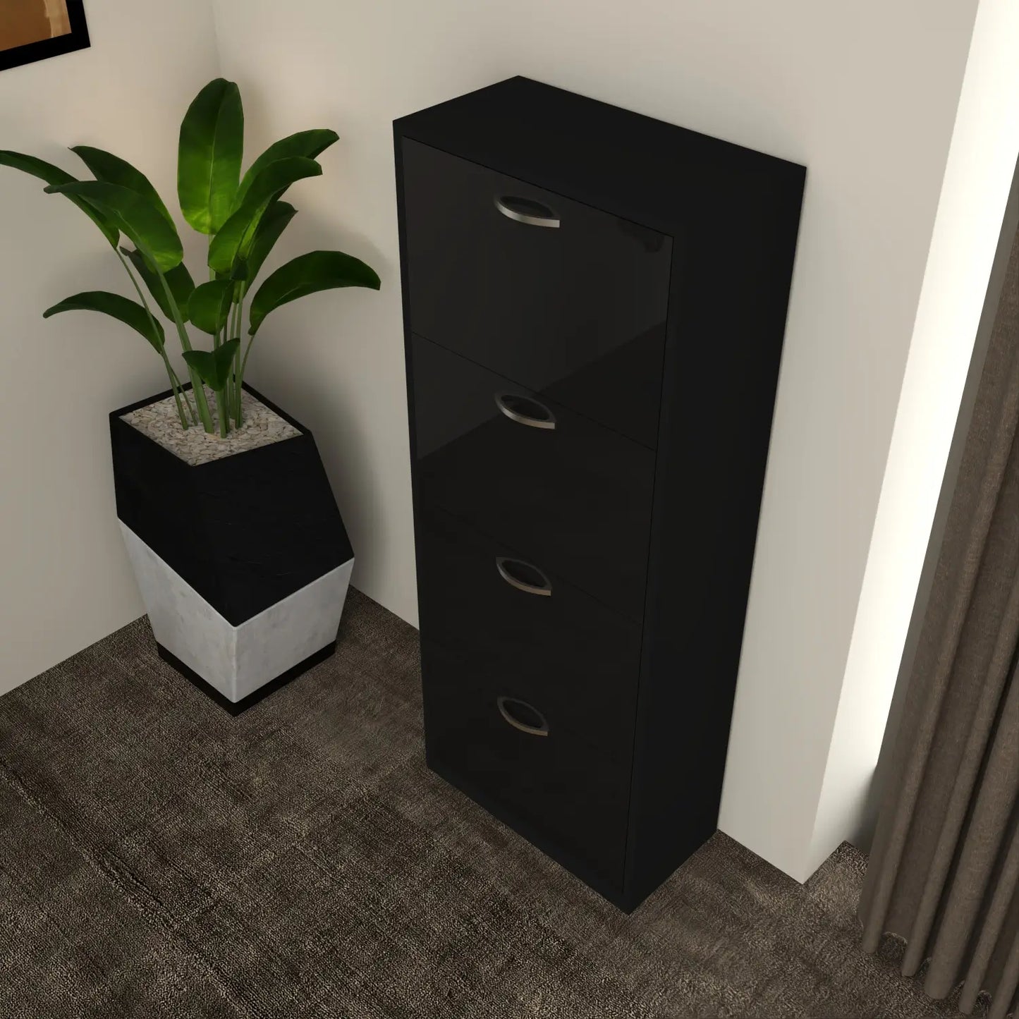 Solace 4 Tier Shoe Rack Black