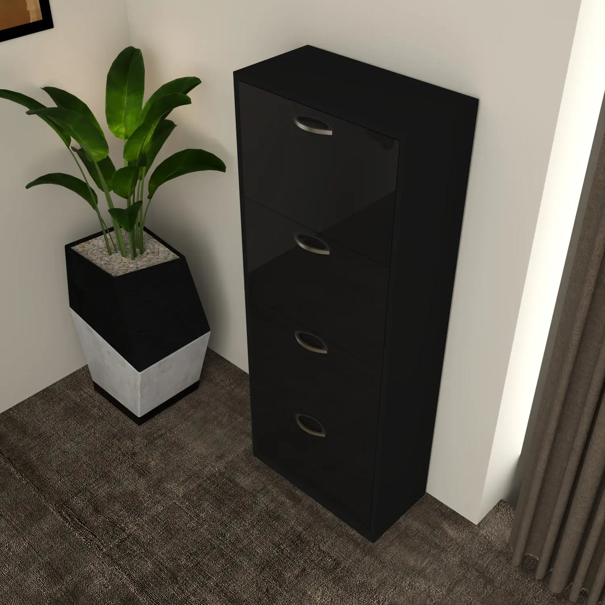 Solace 4 Tier Shoe Rack Black