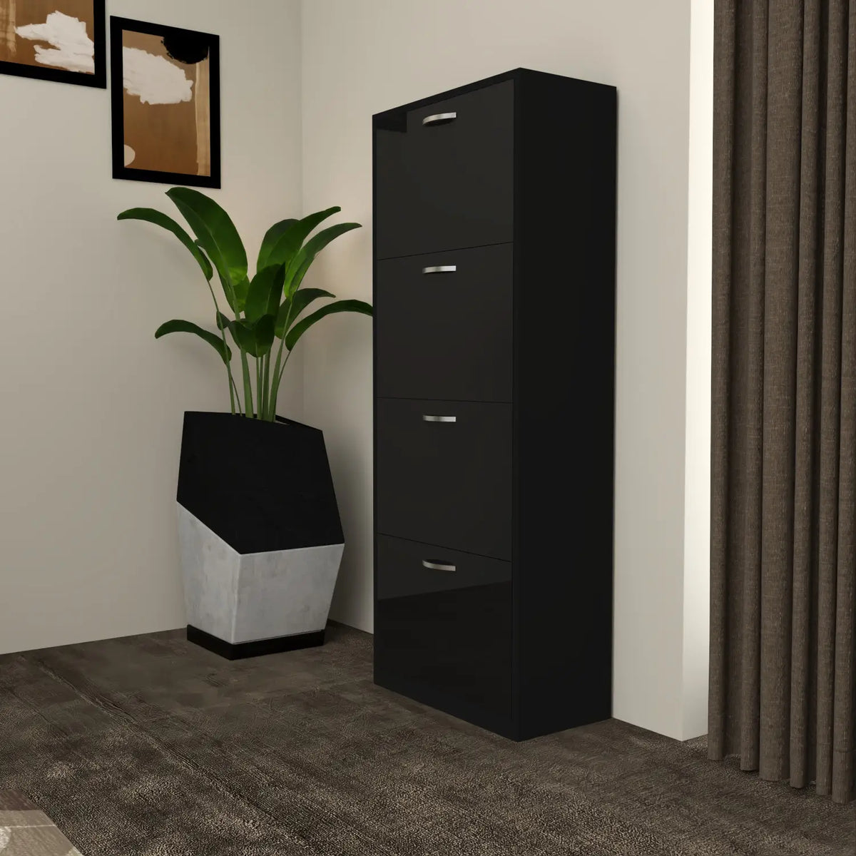Solace 4 Tier Shoe Rack Black