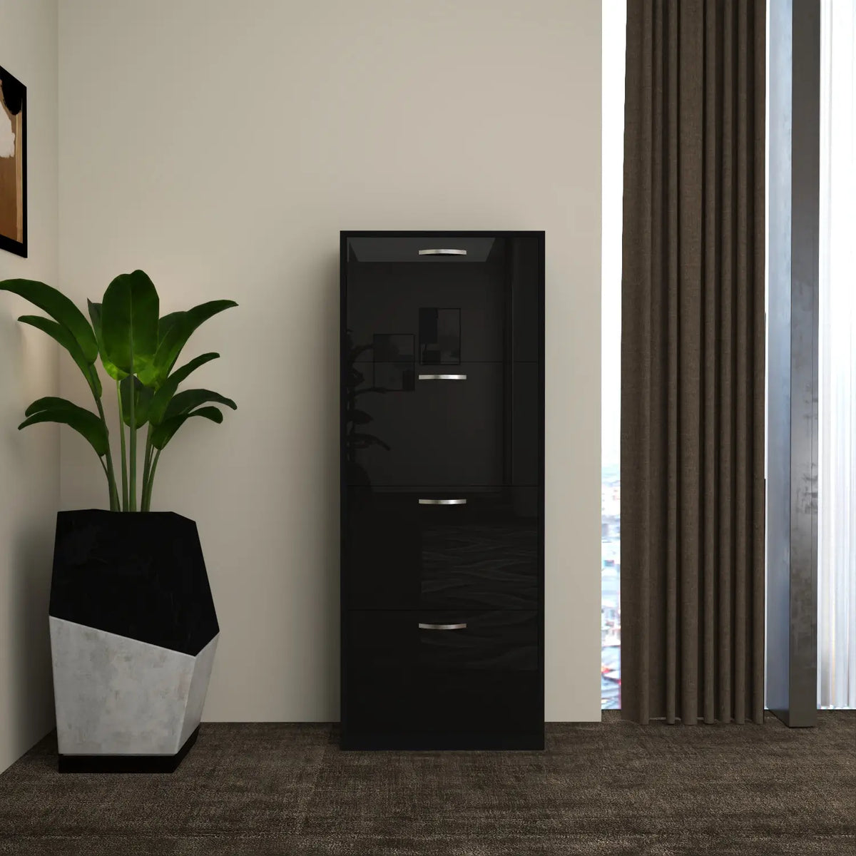 Solace 4 Tier Shoe Rack Black
