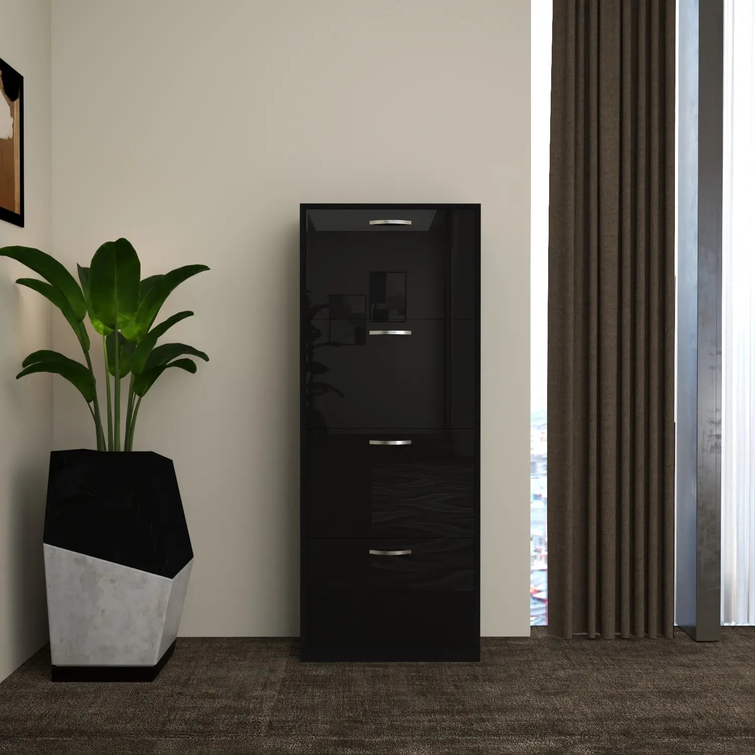 Solace 4 Tier Shoe Rack Black