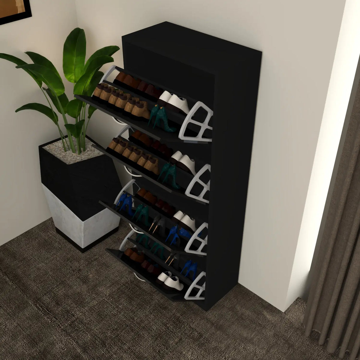 Solace 4 Tier Shoe Rack Black