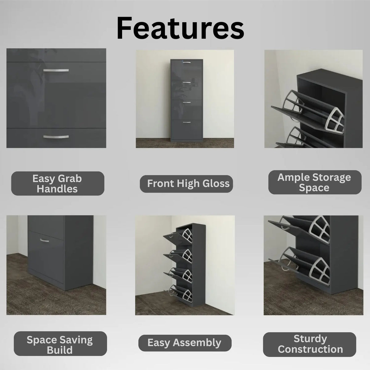 Solace 4 Tier Shoe Rack DarkGray