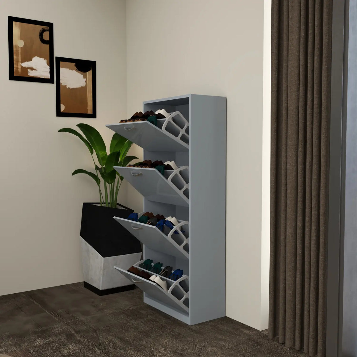Solace 4 Tier Shoe Rack Gray