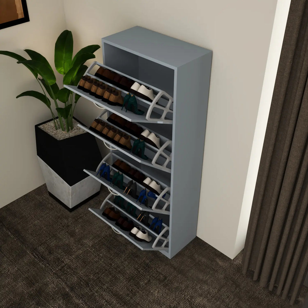 Solace 4 Tier Shoe Rack Gray