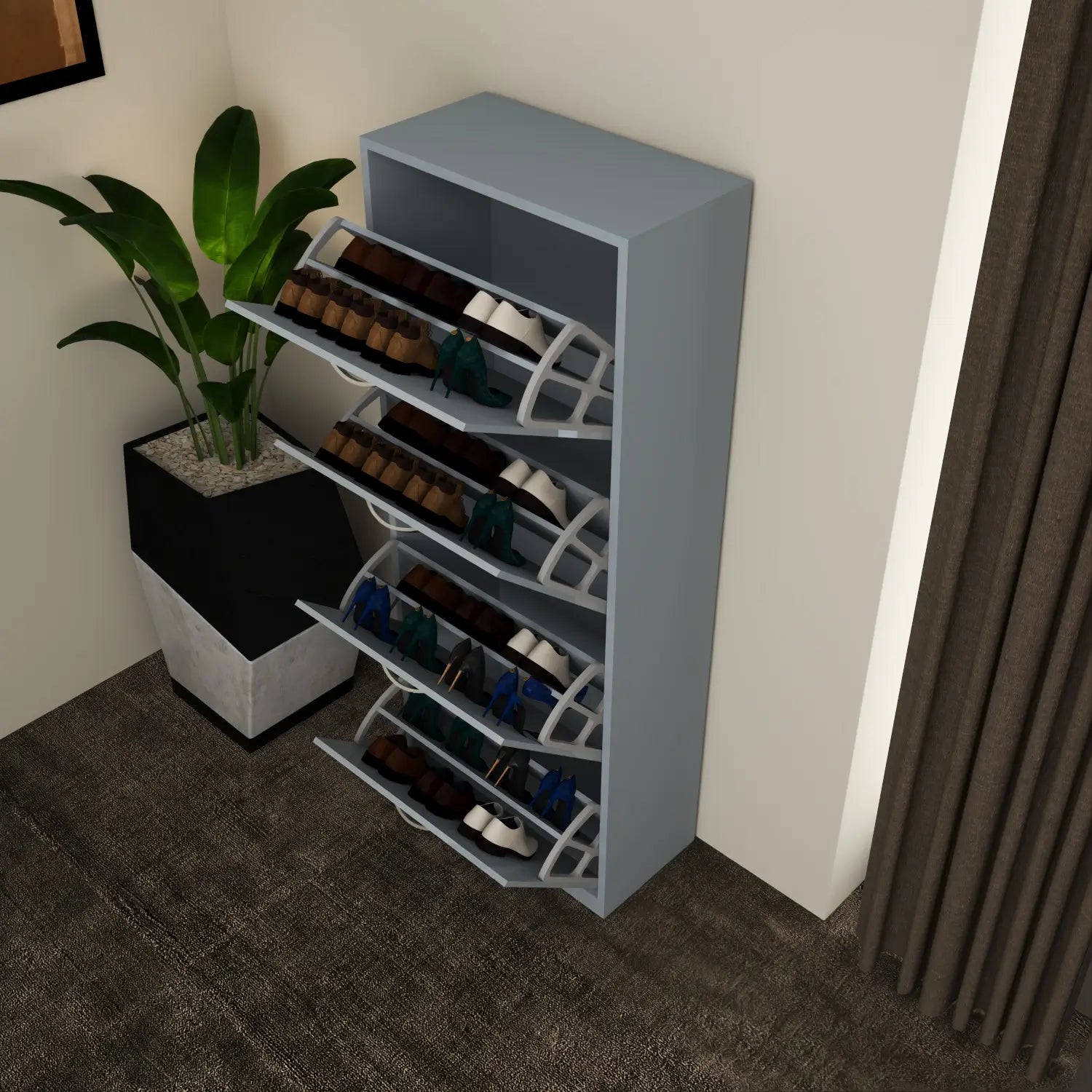 Solace 4 Tier Shoe Rack Gray