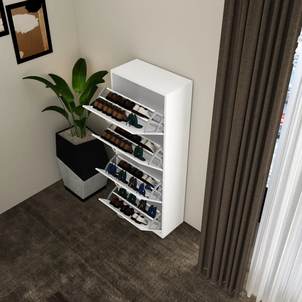 Solace 4 Tier Shoe Rack White