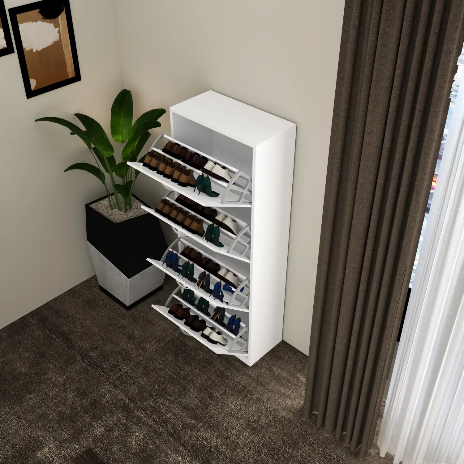 Solace 4 Tier Shoe Rack White