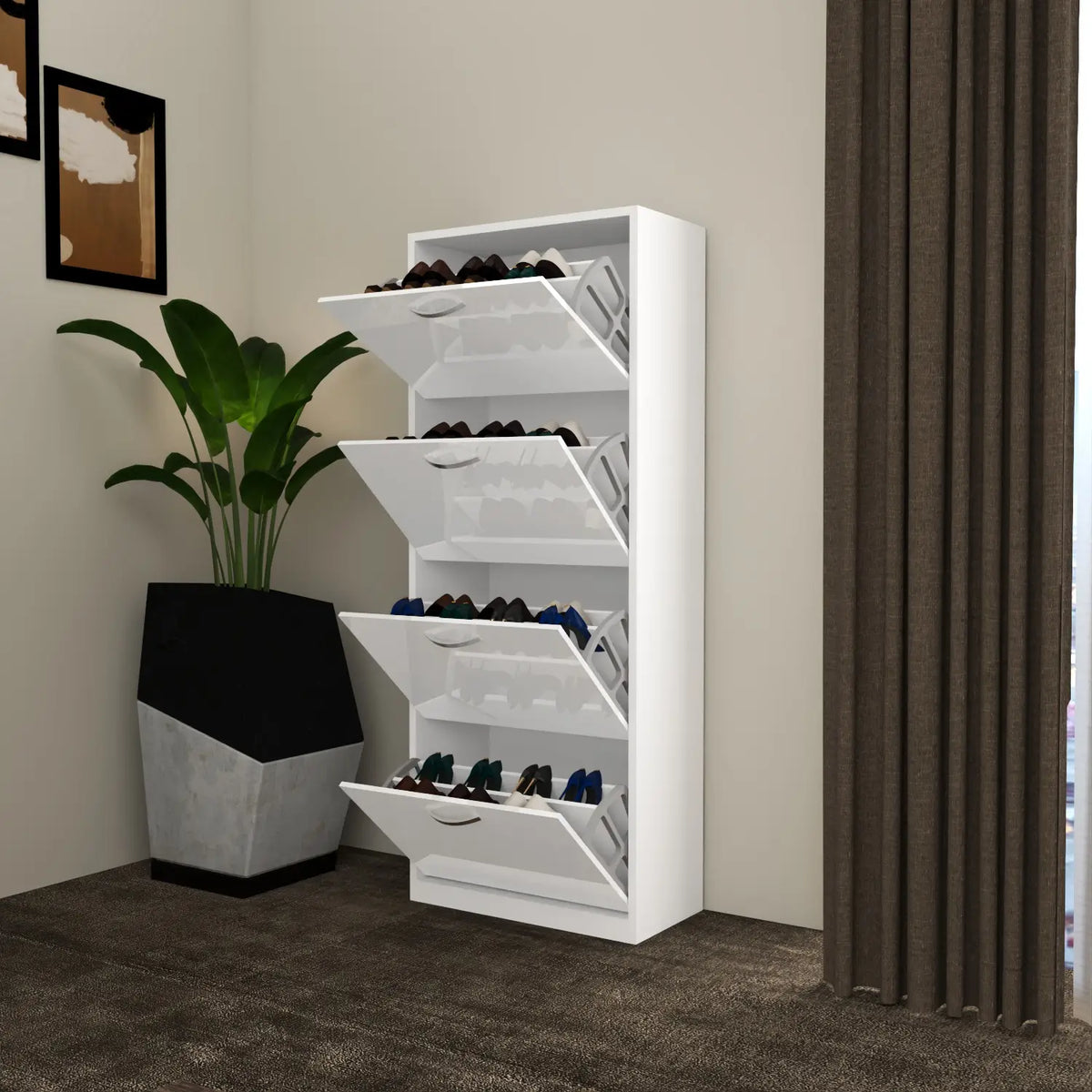 Solace 4 Tier Shoe Rack White