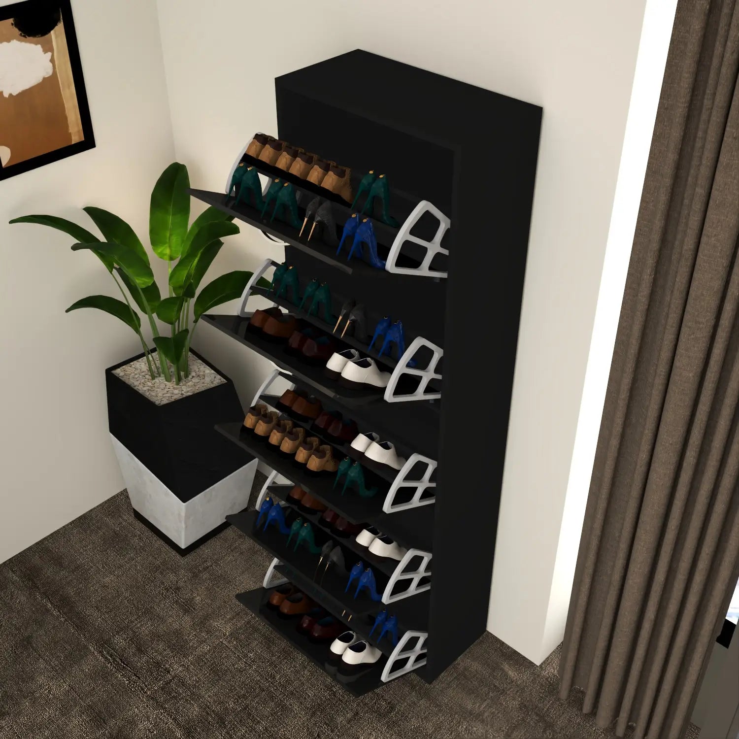 Solace 5 Tier Shoe Rack Black