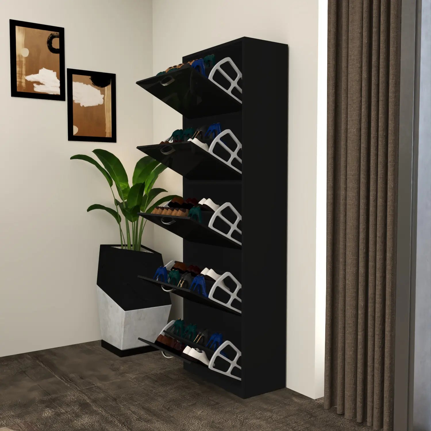 Solace 5 Tier Shoe Rack Black
