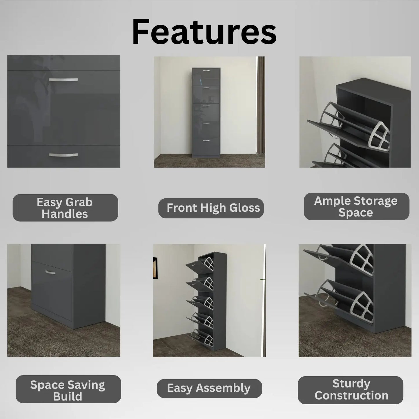 Solace 5 Tier Shoe Rack DarkGray