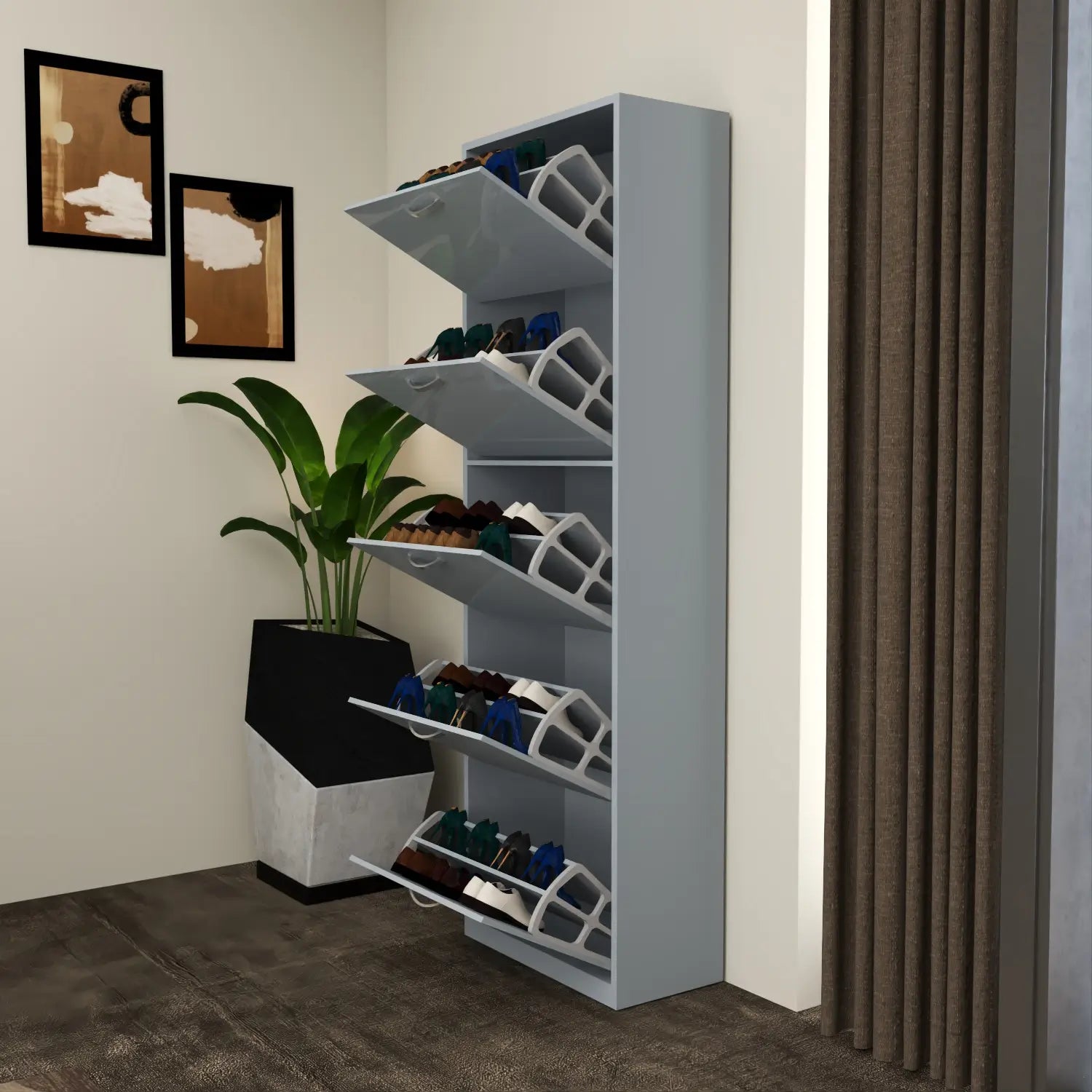 Solace 5 Tier Shoe Rack Gray