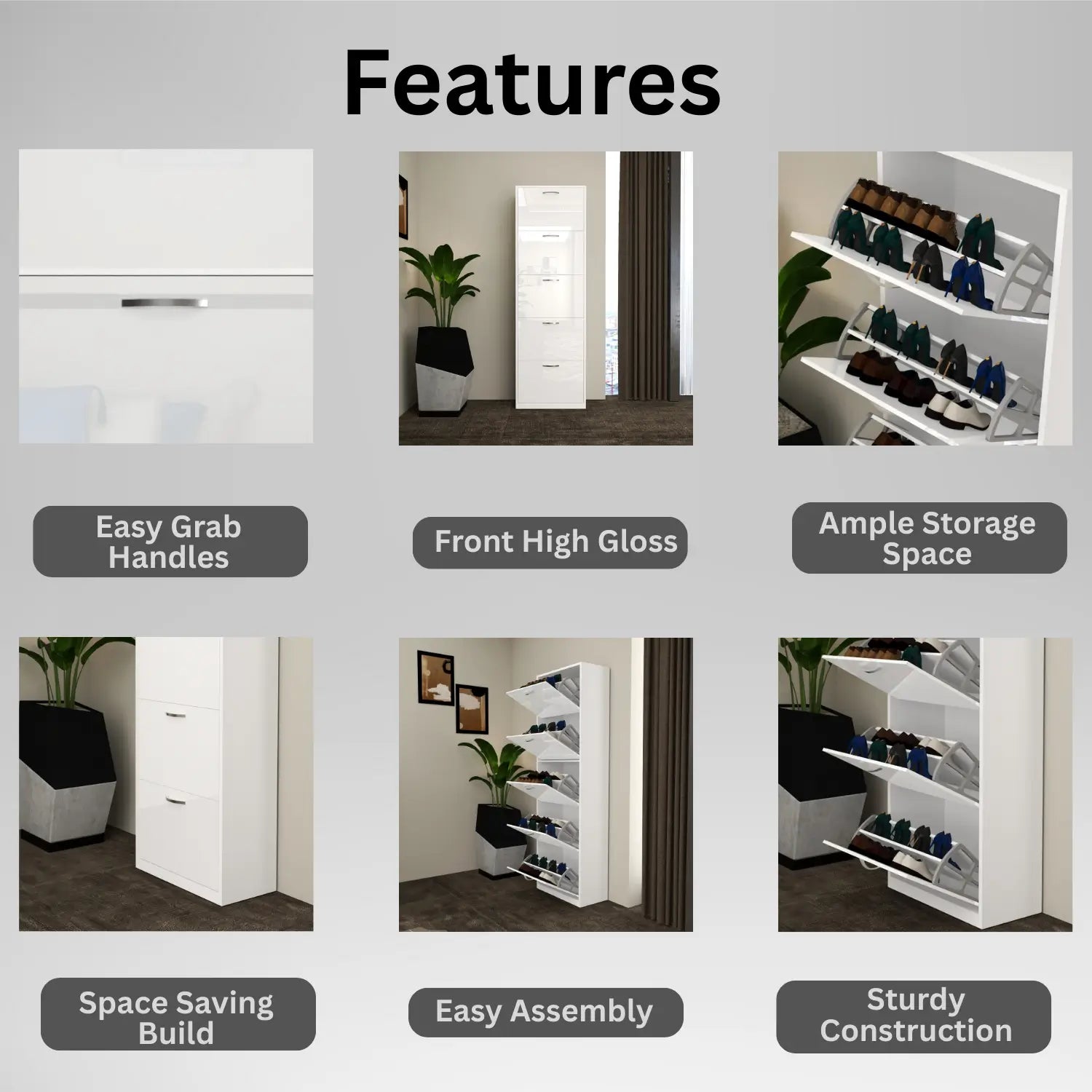 Solace 5 Tier Shoe Rack White