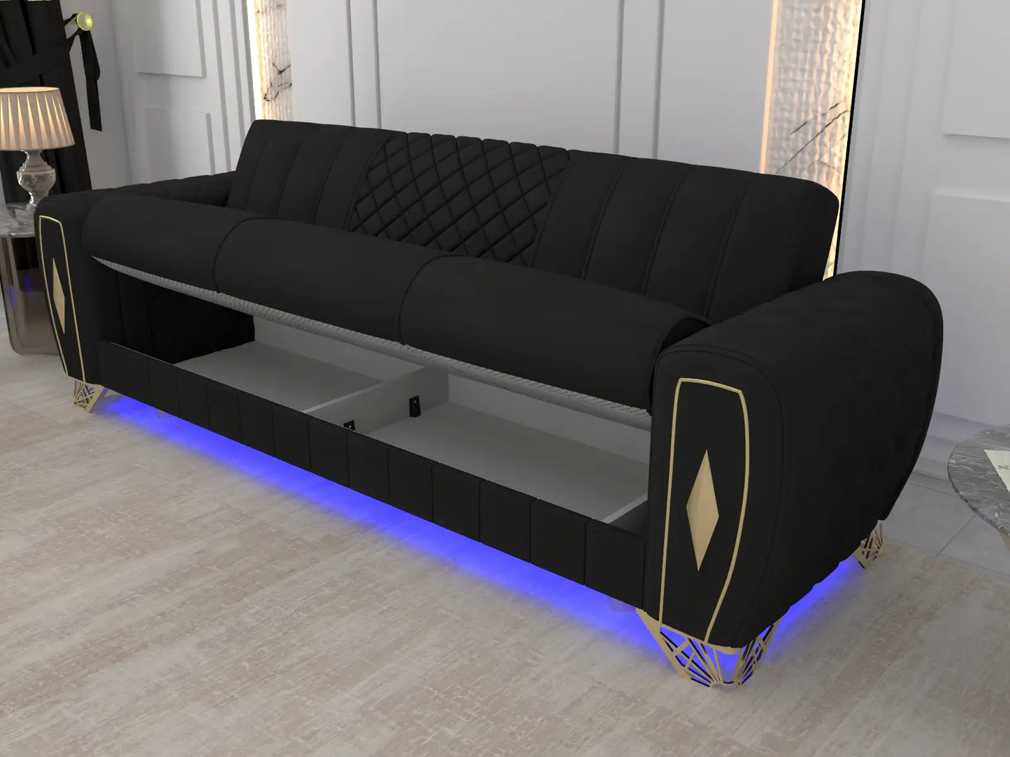 Black 3 Seater