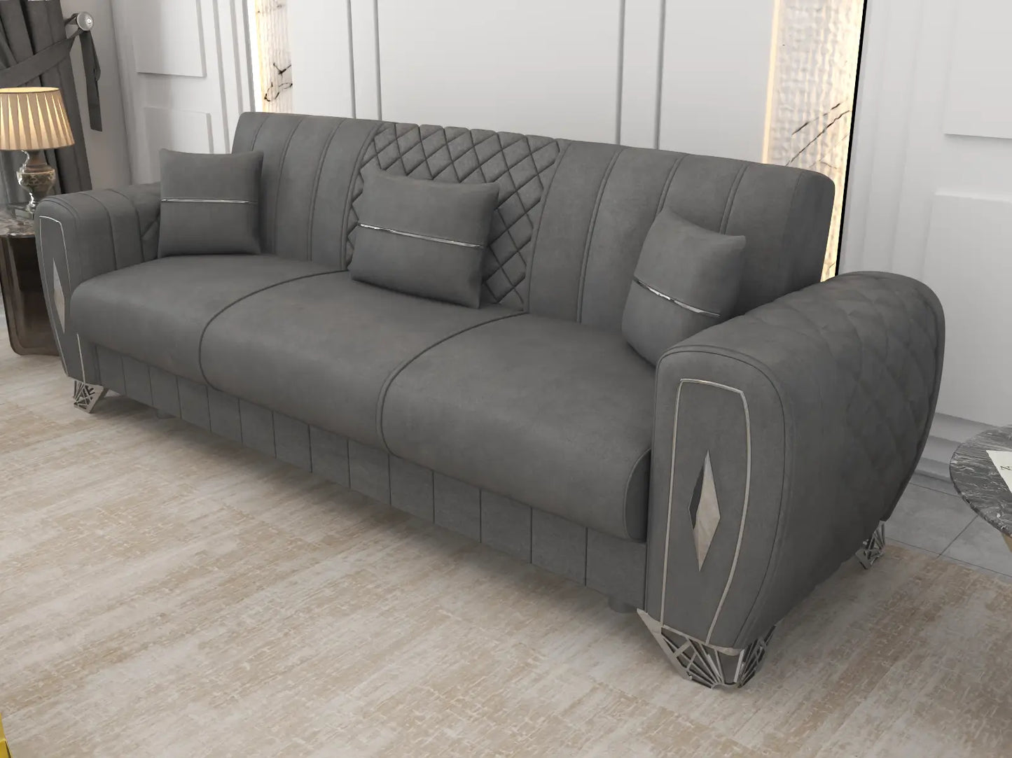 Grey 3 Seater
