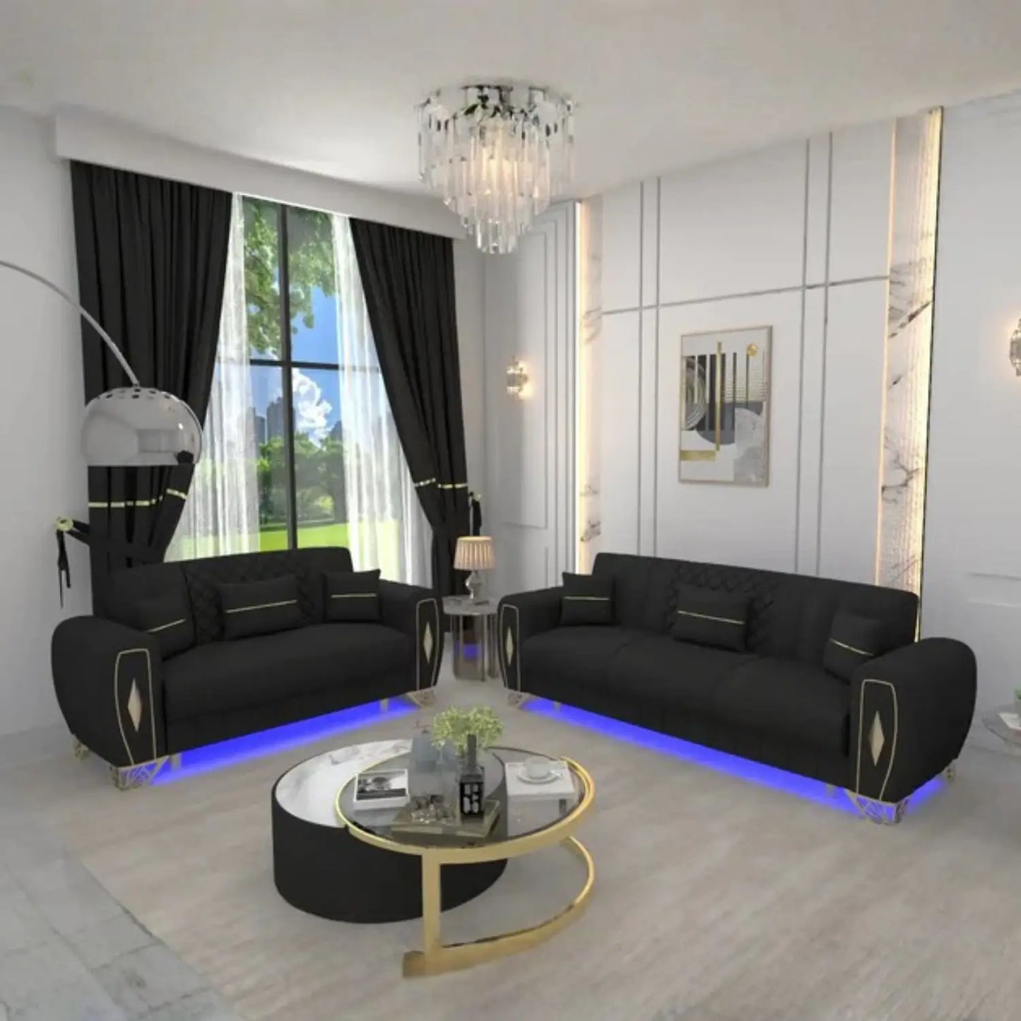 Black 3+2 Seater