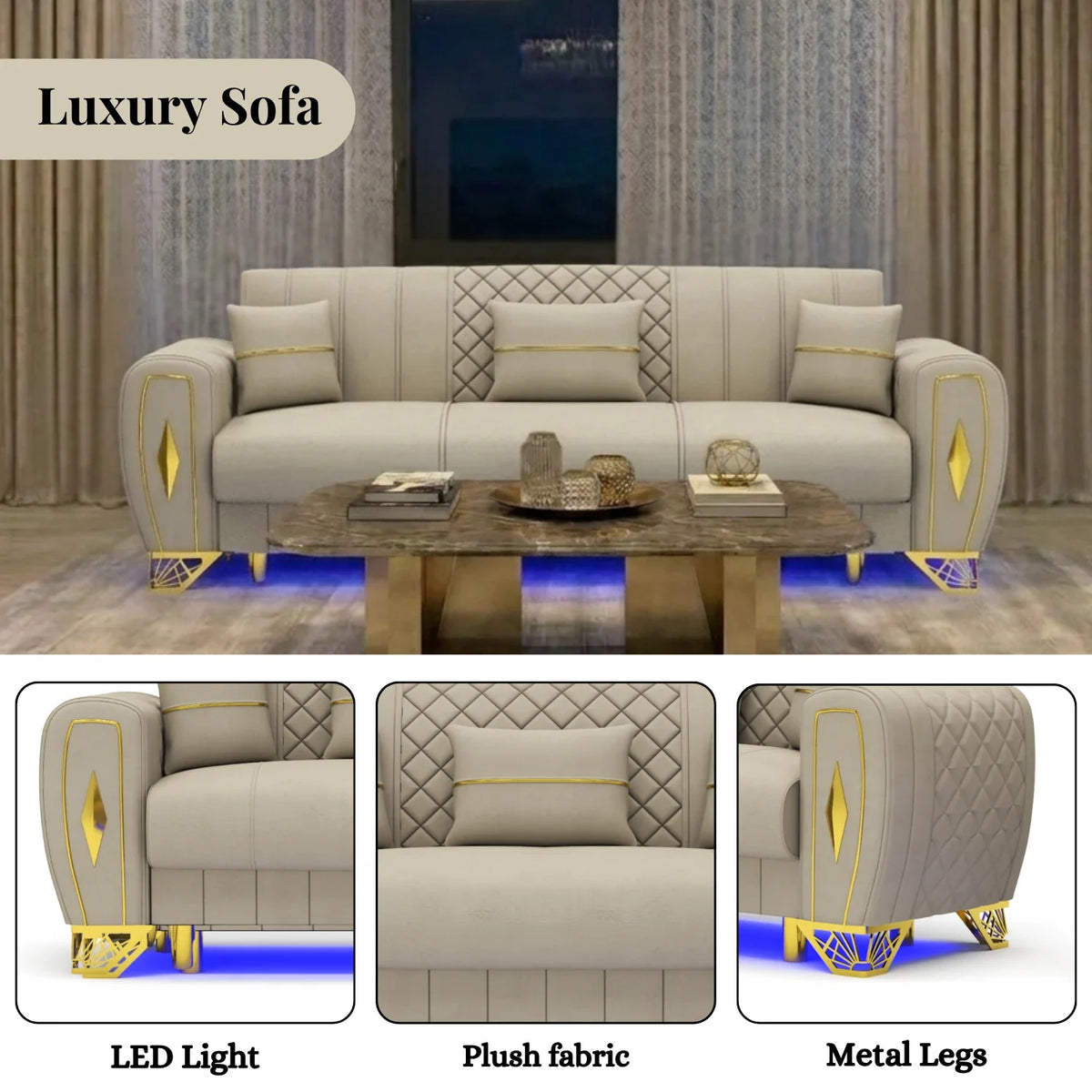 3 Seater Cream
