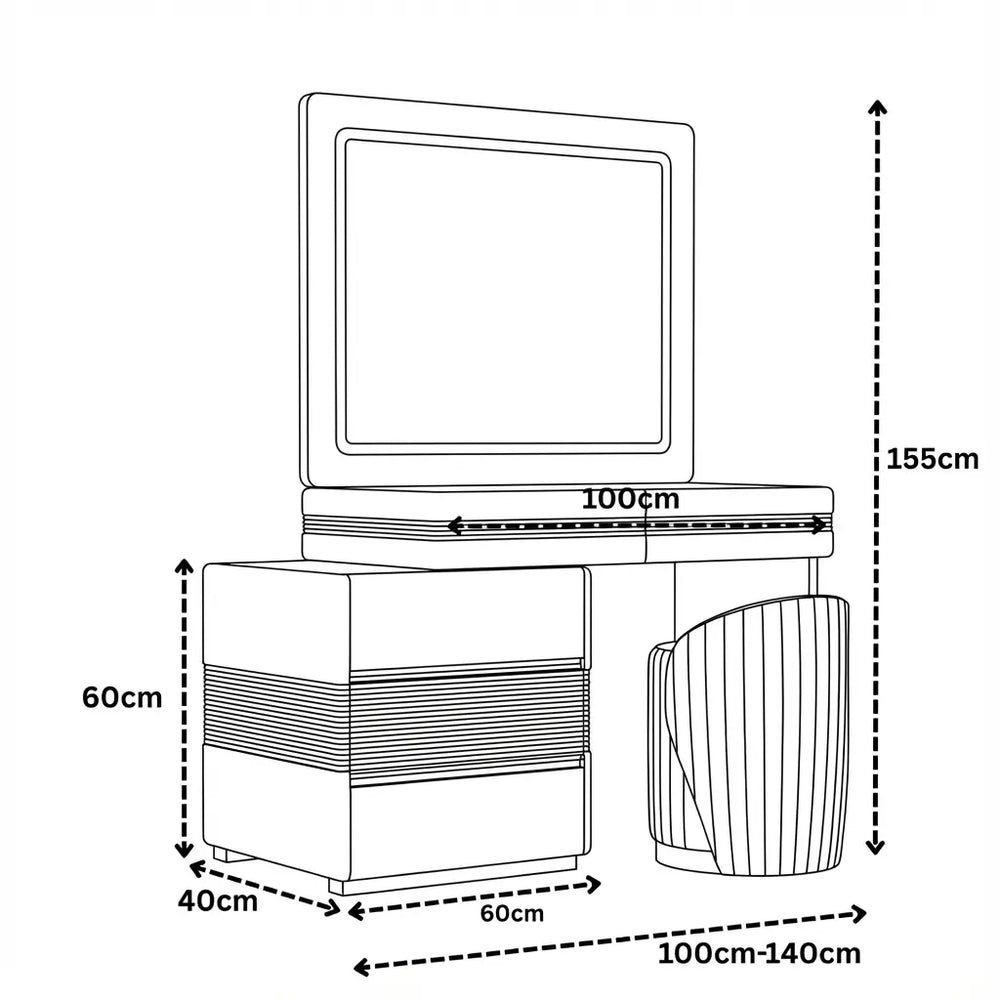 Atlanta Dressing Table Dimensions Diagram
