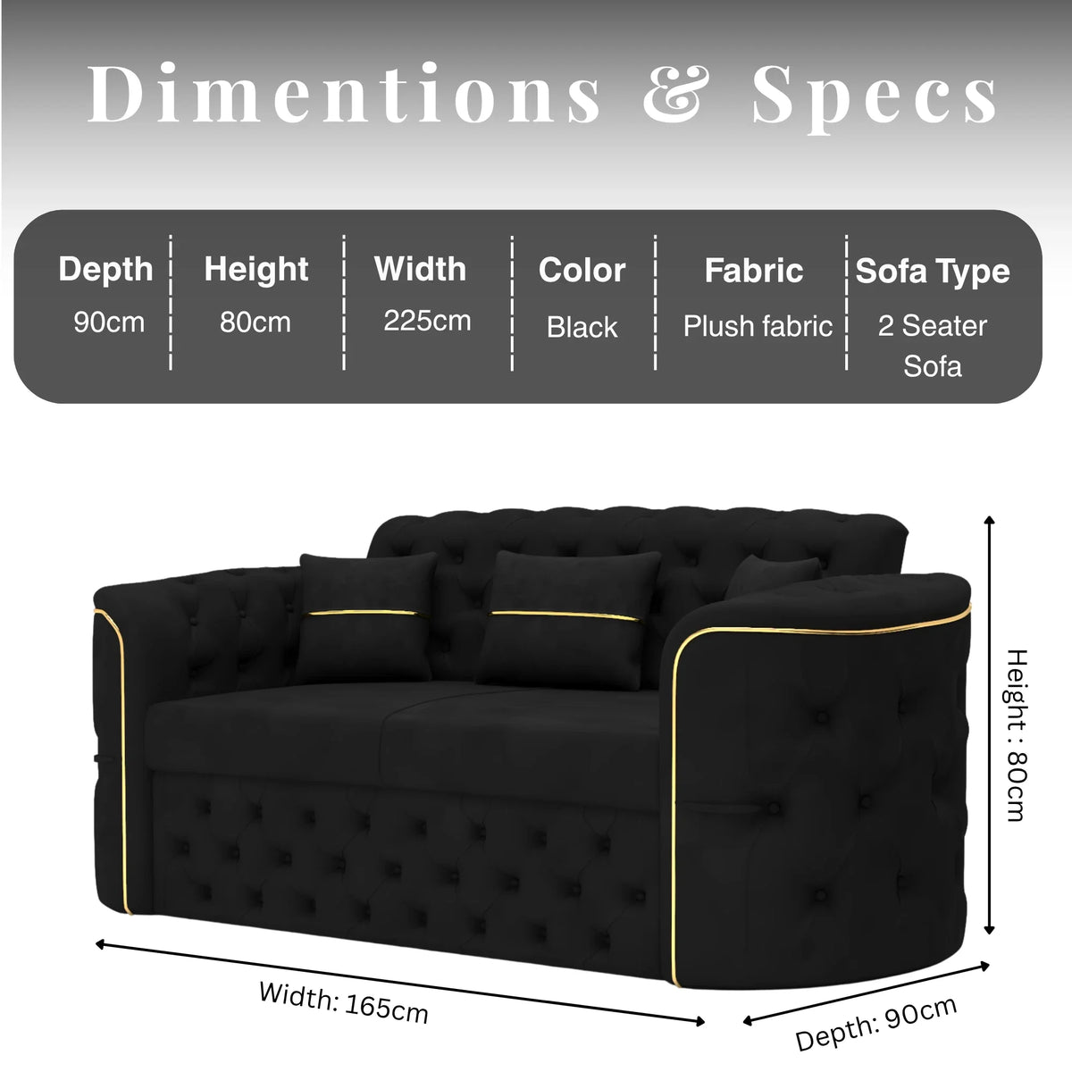 3+2 Seater Black