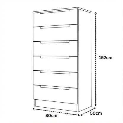 Astoria 6 Drawers Chest Gray