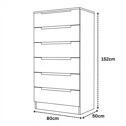Astoria 6 Drawers Chest Gray