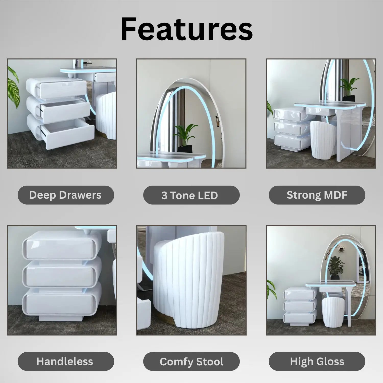 Denver Dressing Table White