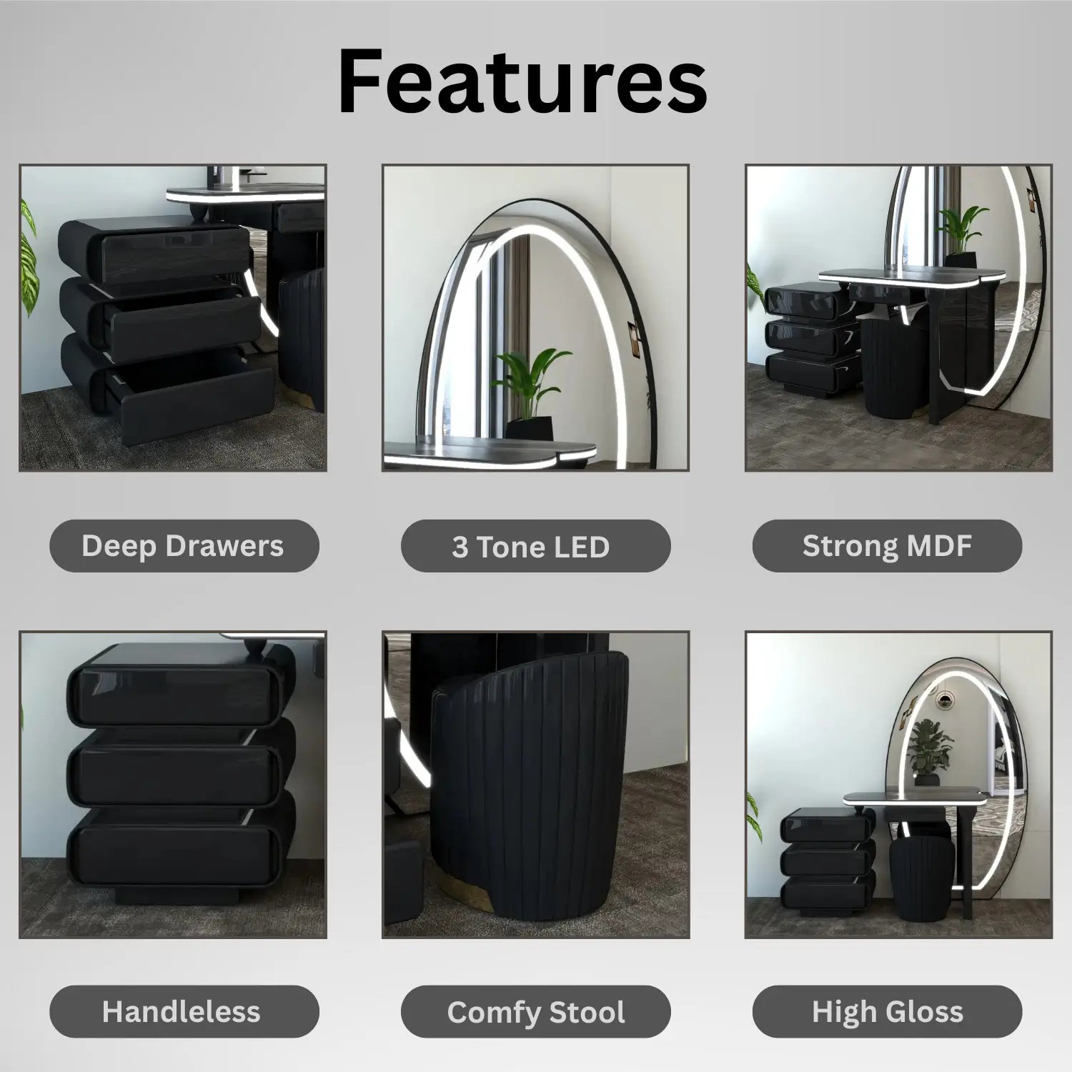 Denver Dressing Table Black