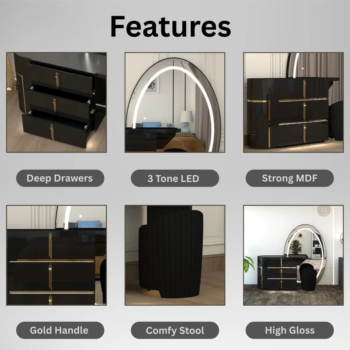 Celeste Dressing Table Black