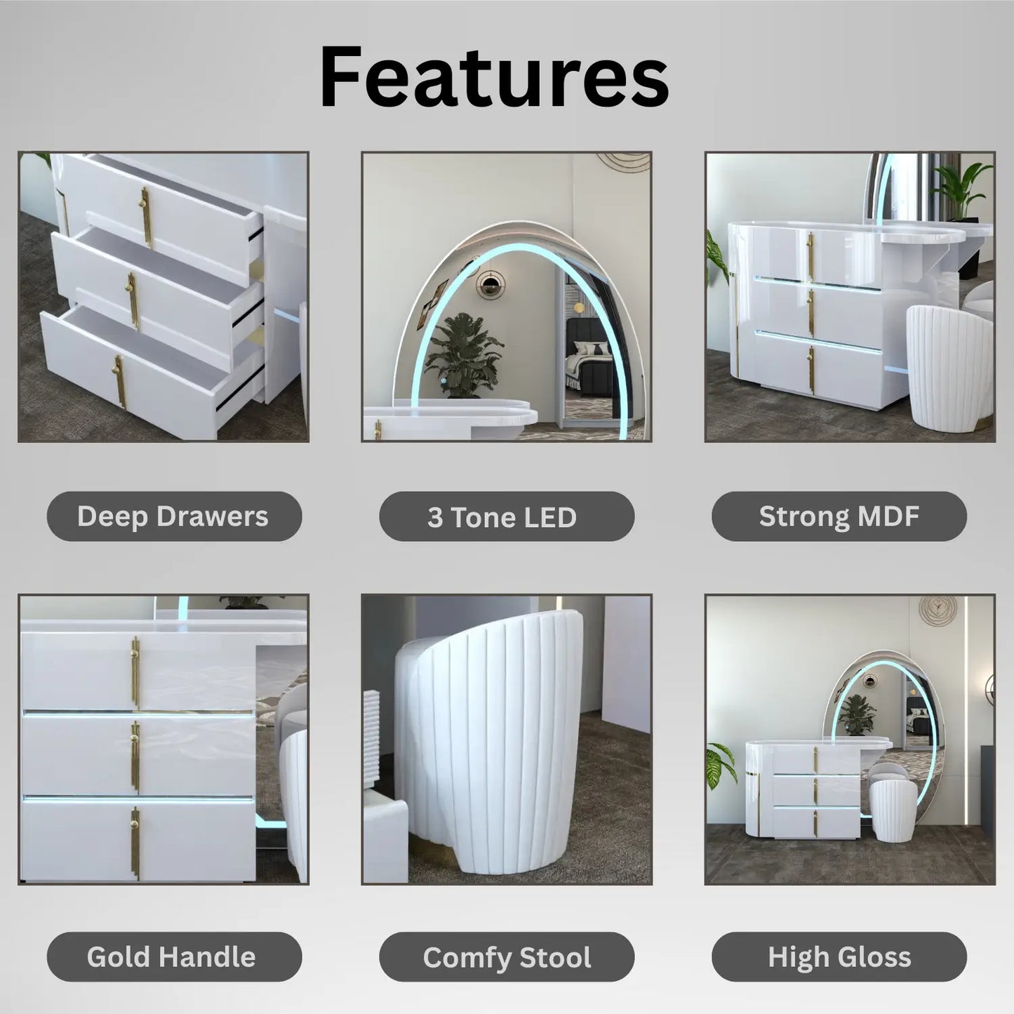 Celeste Dressing Table White