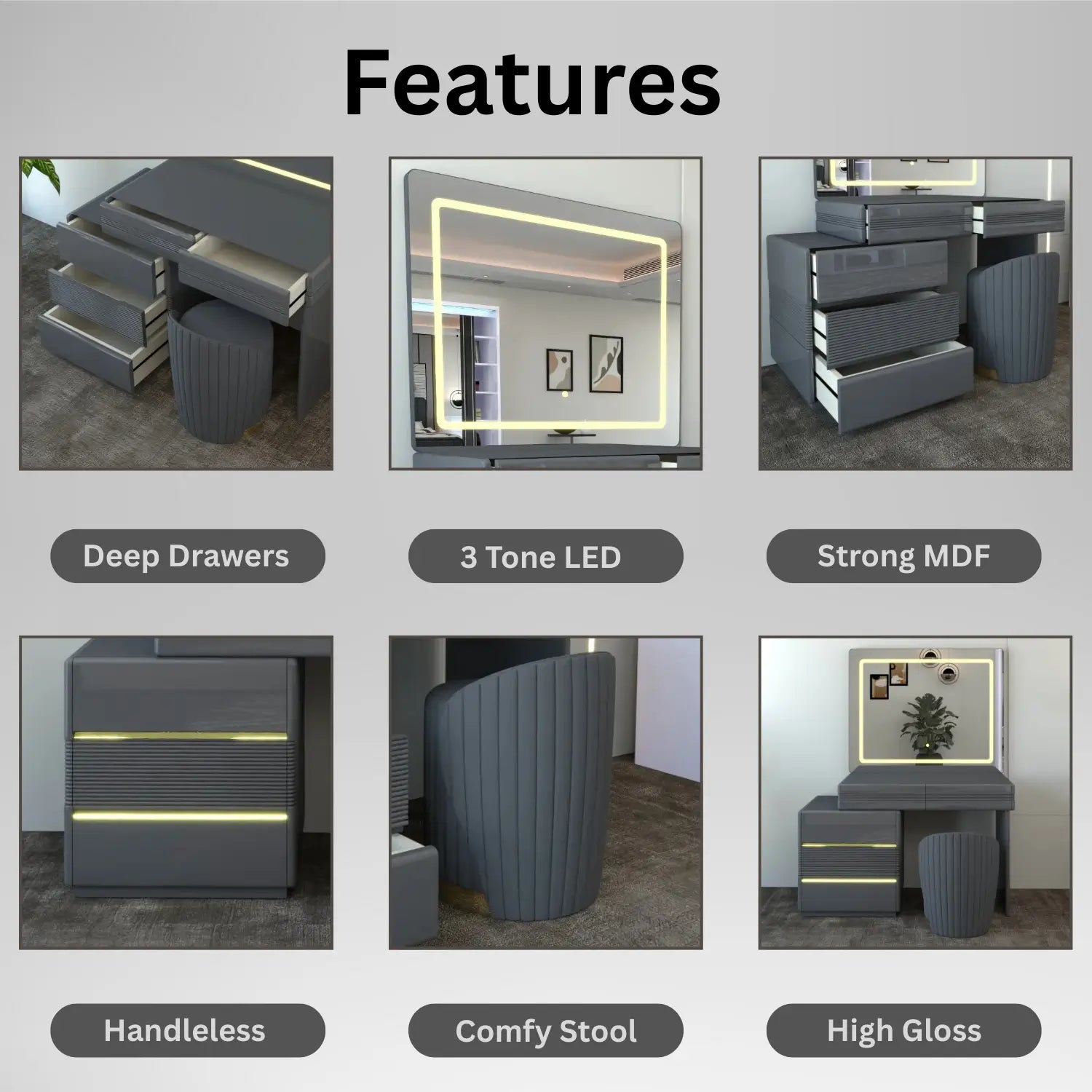 Atlanta Dressing Table DarkGray